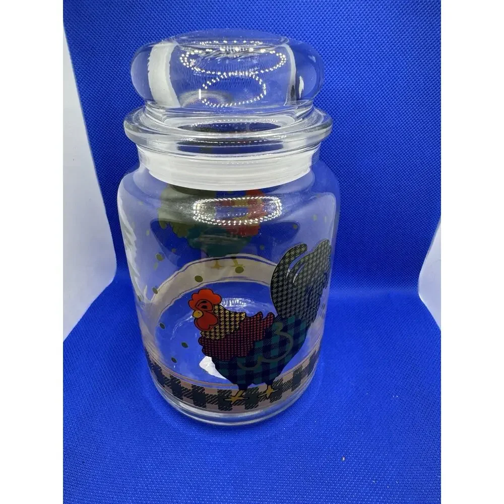 Glass Storage Jar Rooster Morn By Julie Engleman Country Core Vintage